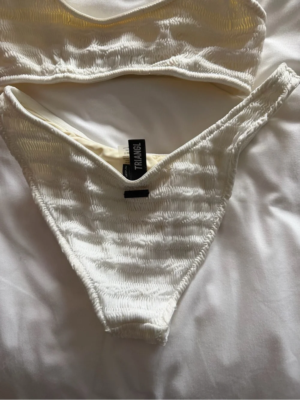 triangl swimwear Cream Ribbed Two-Piece Bikini Set